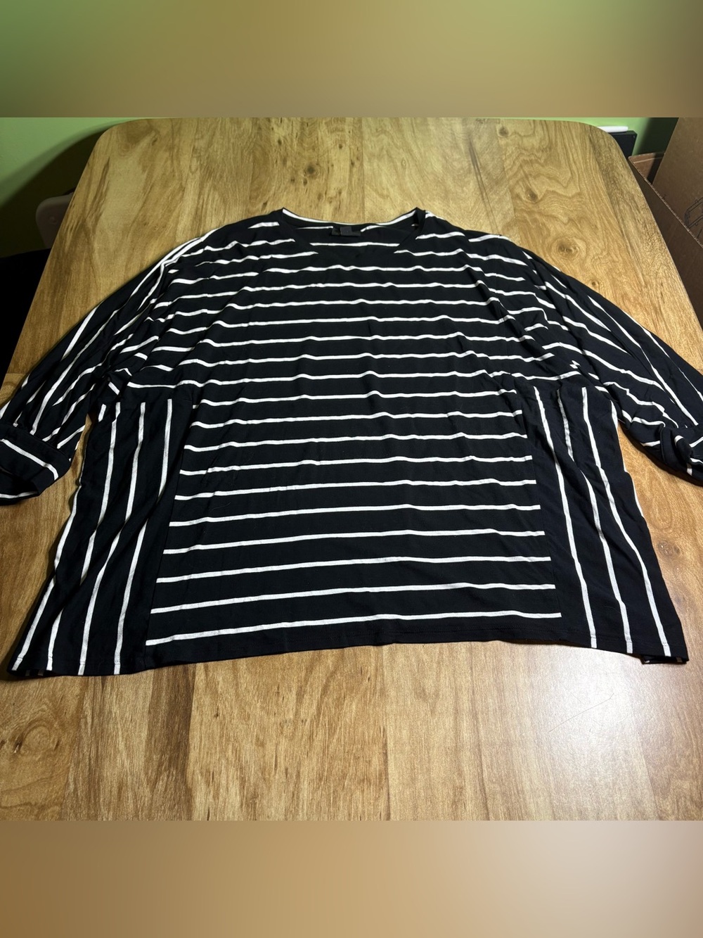 J Jill Black White Stripes Stretch 3/4 Sleeve Tee Top Womens Plus Size 3X